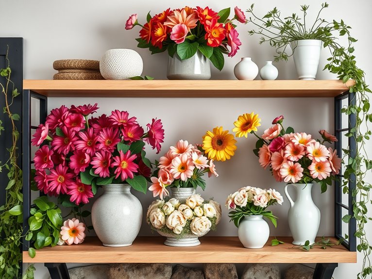 adding vibrant floral arrangements
