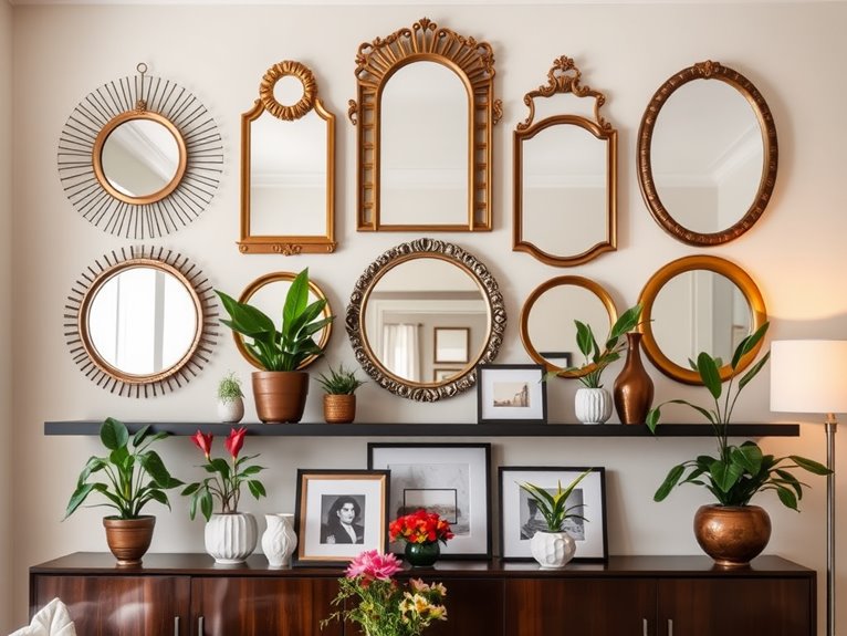 adorn walls with mirrors