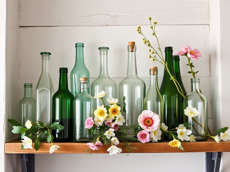 antique glassware showcase arrangement