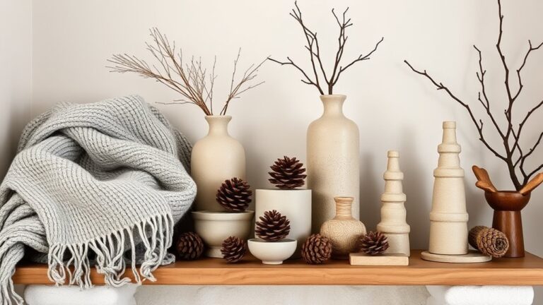 artistic winter shelf decor