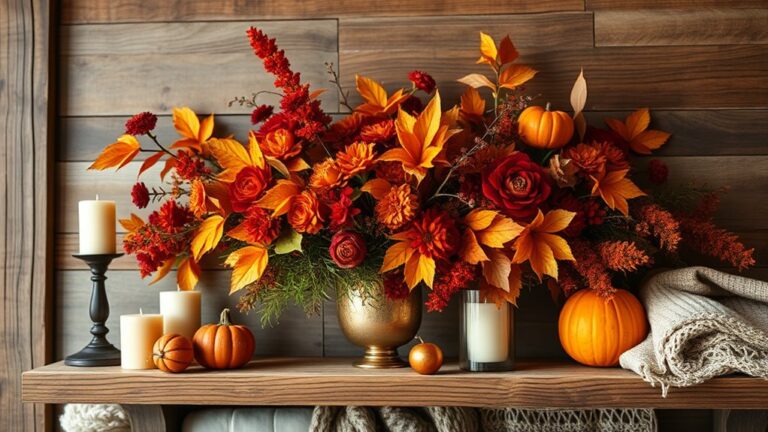 autumn floral shelf decor