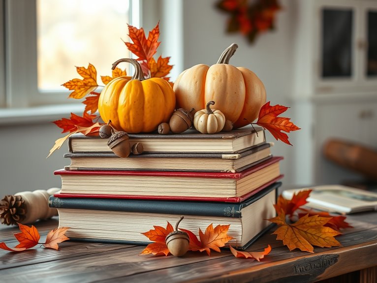 autumn themed book arrangement