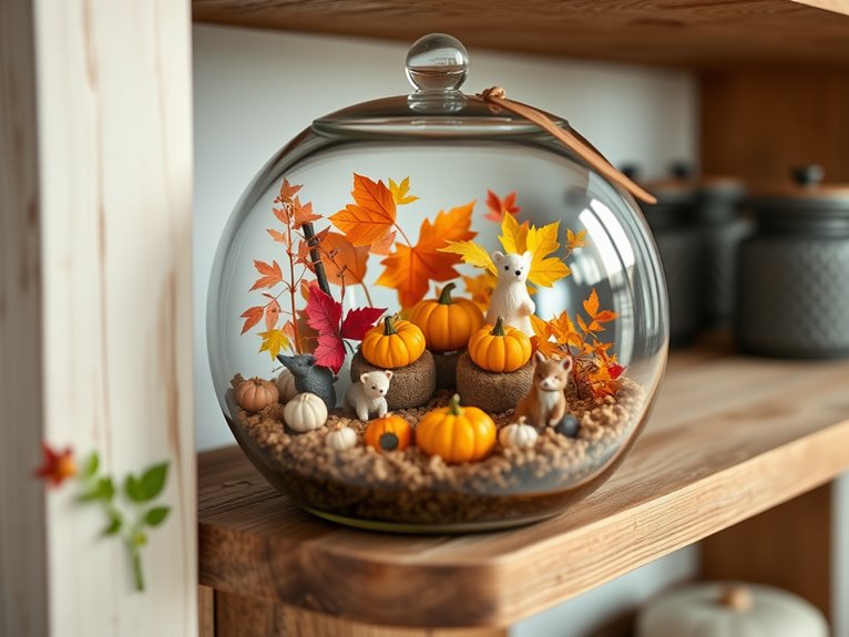 autumn themed glass plant displays