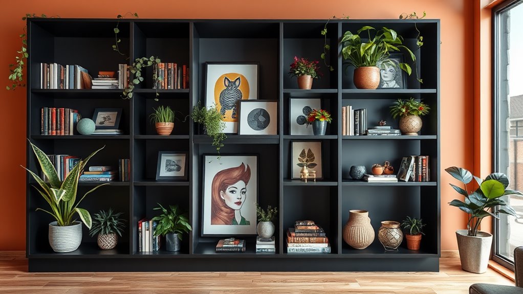 black bookshelf decor ideas