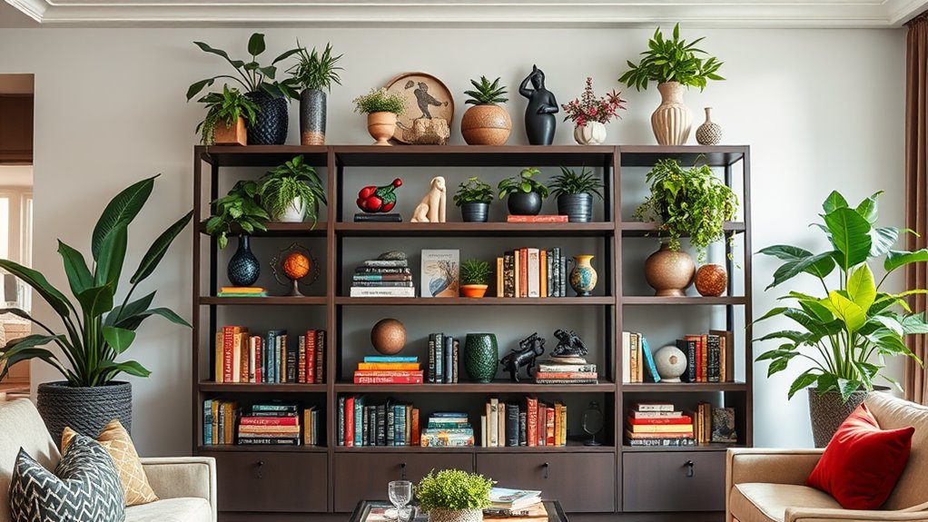 bookshelf decor for living room