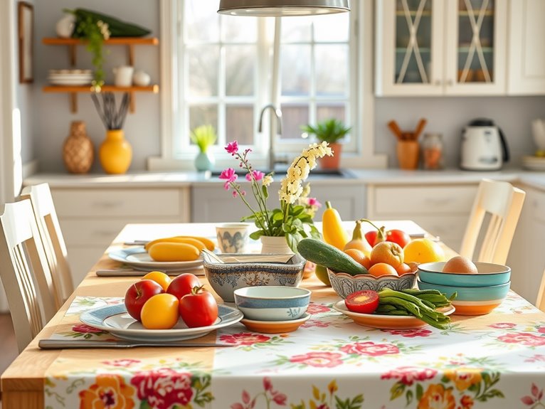 bright and colorful tablecloths