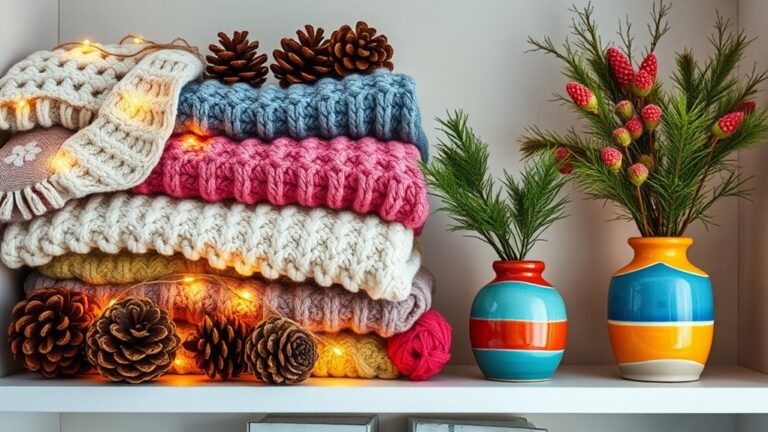 bright winter shelf decor