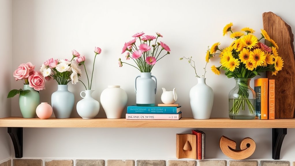 budget friendly spring shelf decor