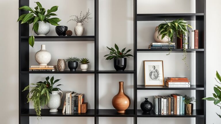 chic black bookshelf styling