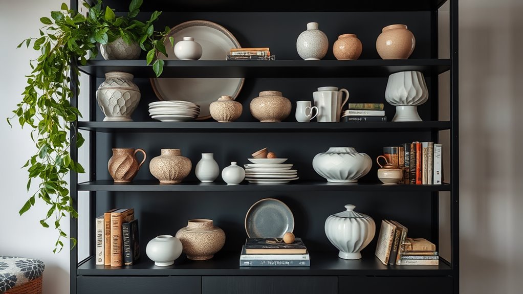 chic black shelf decor