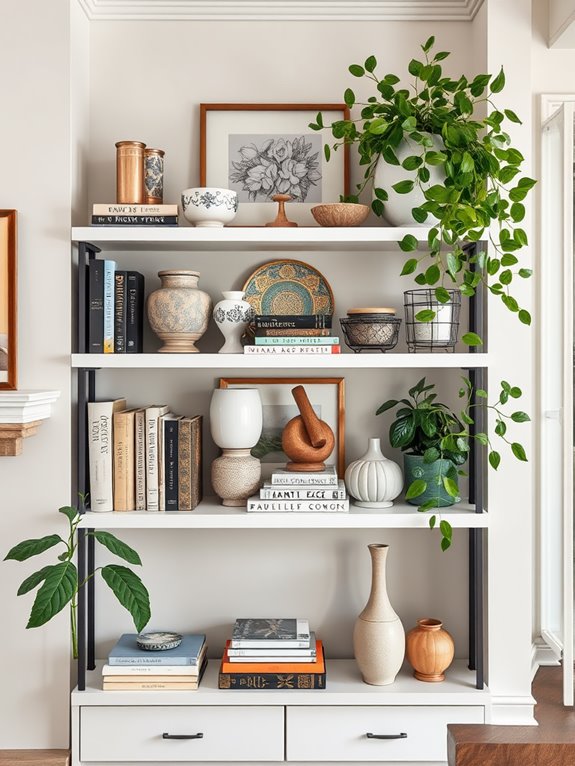 chic living room shelving