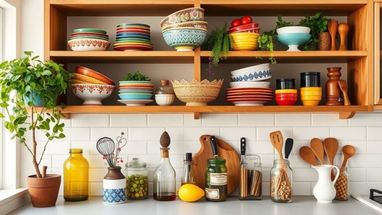 colorful kitchen shelf decor