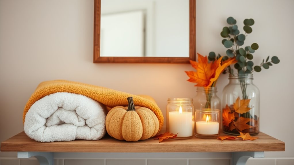 cozy fall bathroom decor