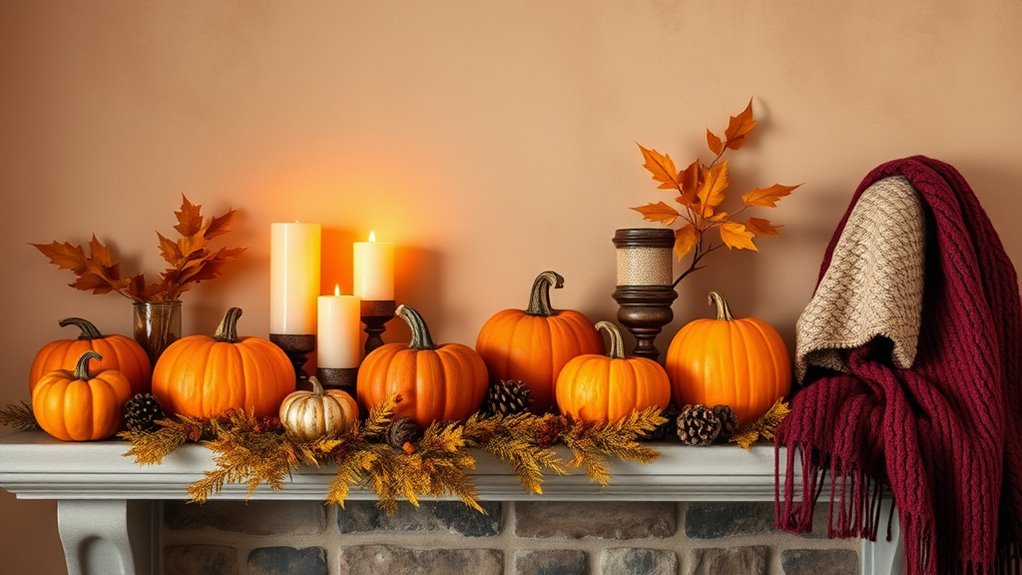 cozy fall fireplace decor