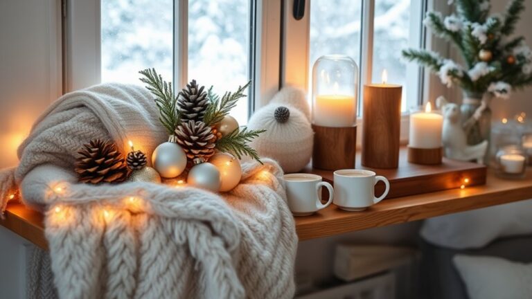 cozy winter shelf decor