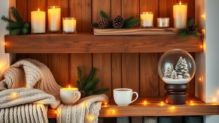 cozy winter shelf decor