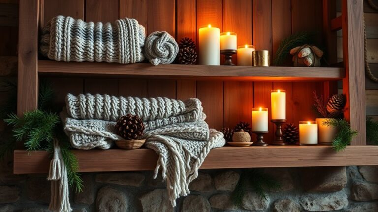 cozy winter shelf styling