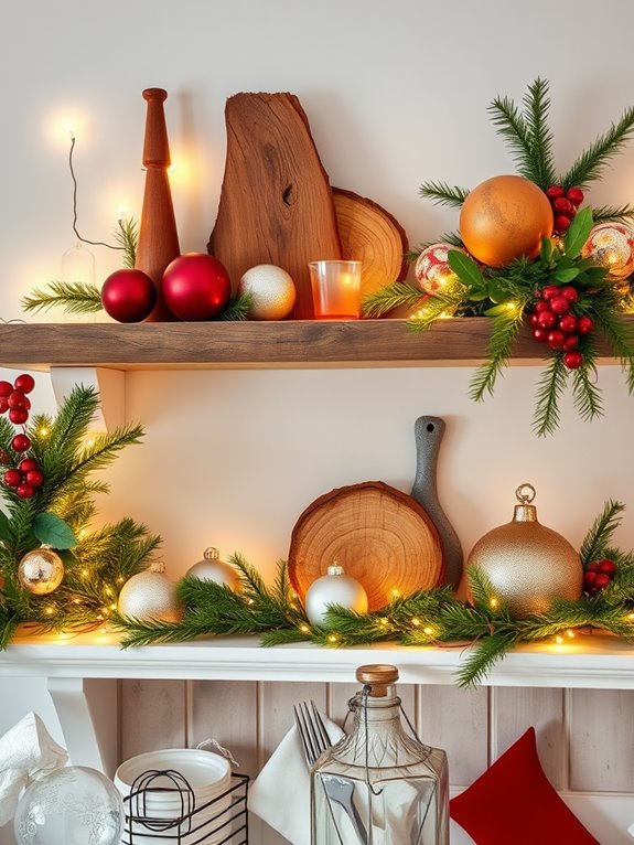 creative holiday shelf decor