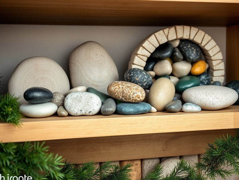 creative stone and pebble displays