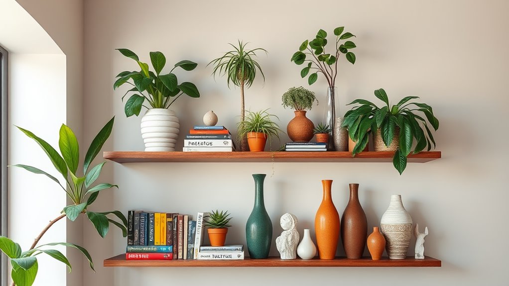 creative tall shelf styling