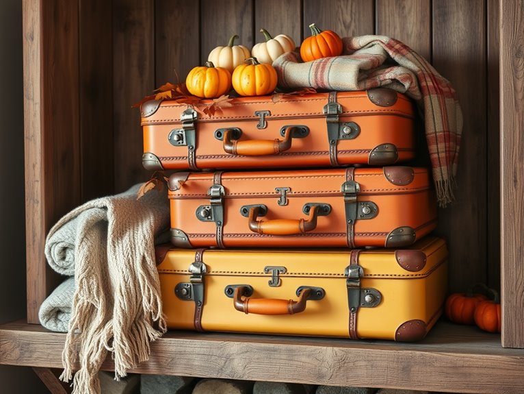 decorative stacked suitcases display