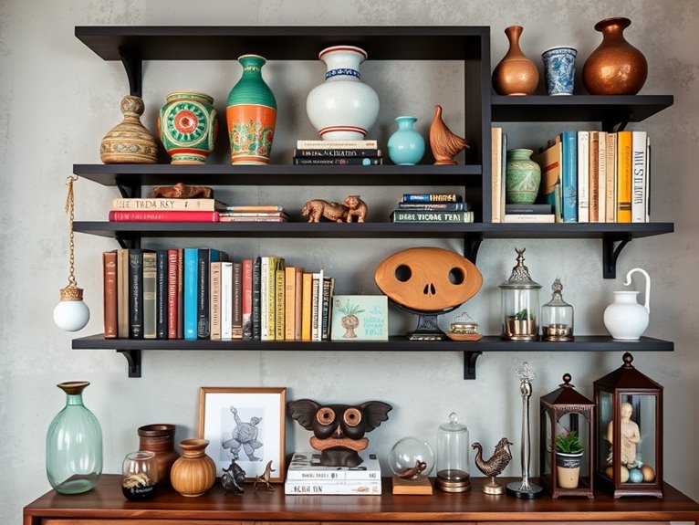 eclectic shelf decoration ideas