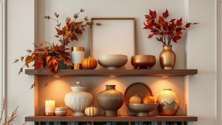 elegant fall shelf decor