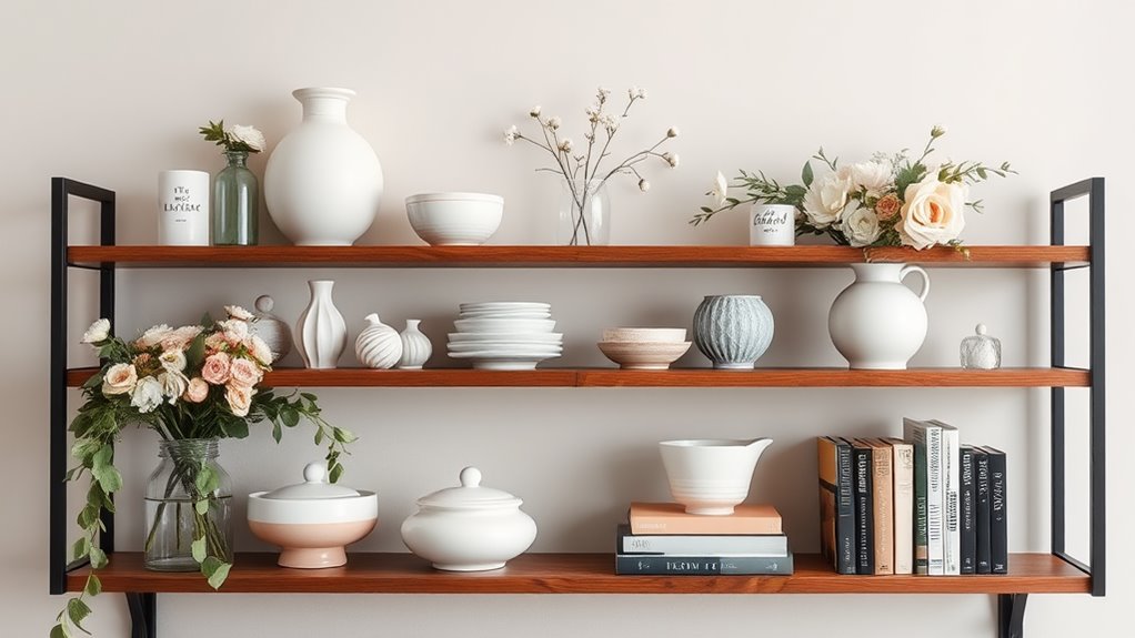 elegant spring shelf decor