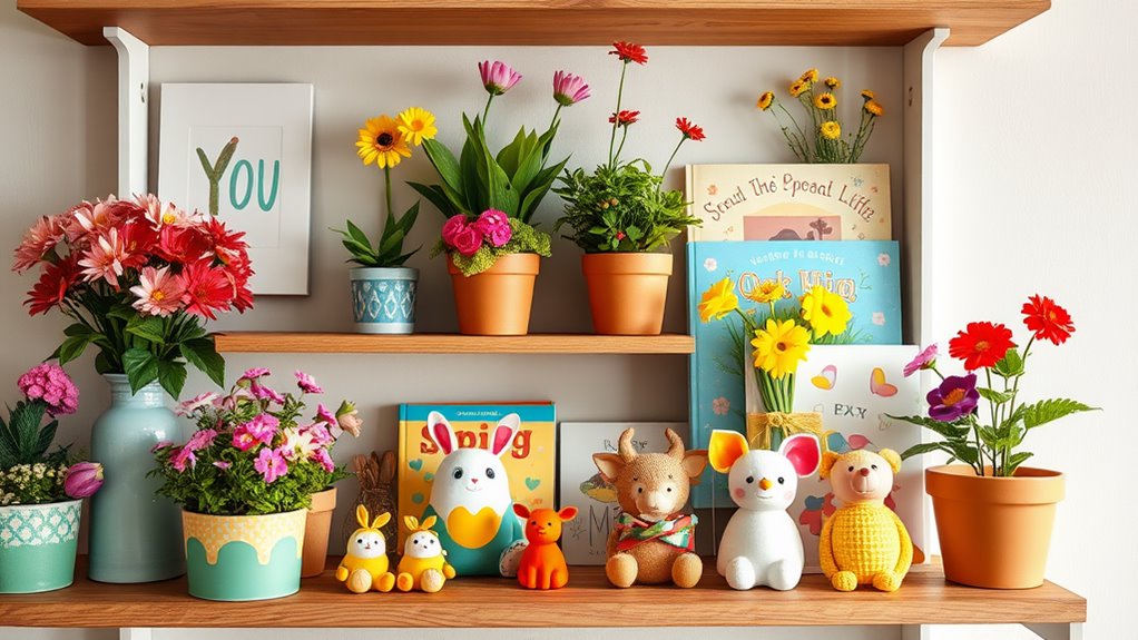 engaging spring shelf decor