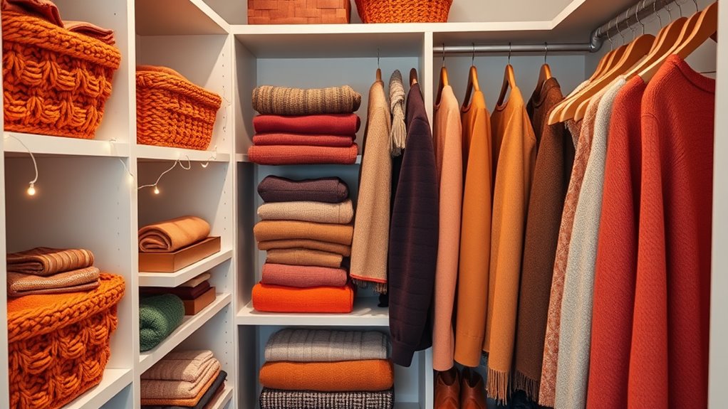 fall closet shelf decor