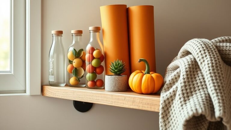 fall gym shelf decor