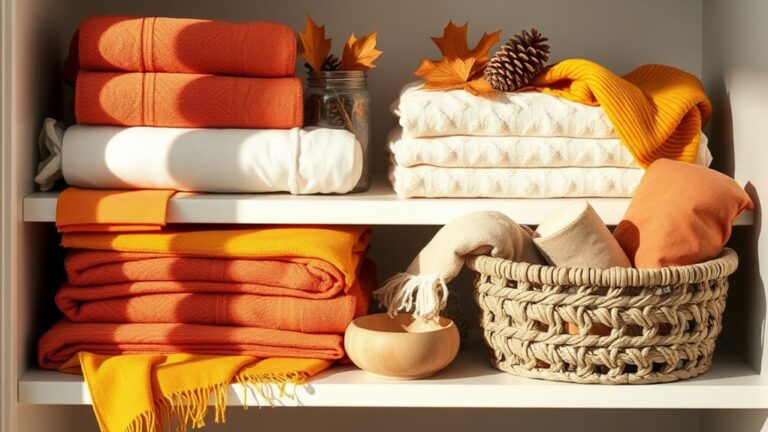 fall linen closet decor