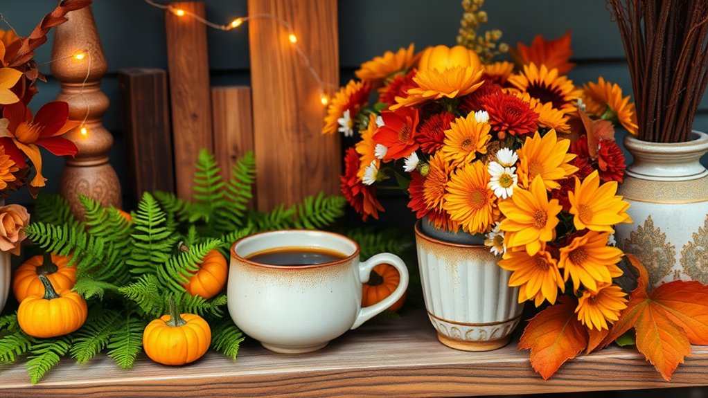 fall patio shelf decor