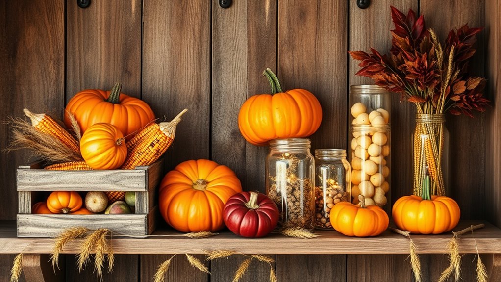 fall shed shelf decor