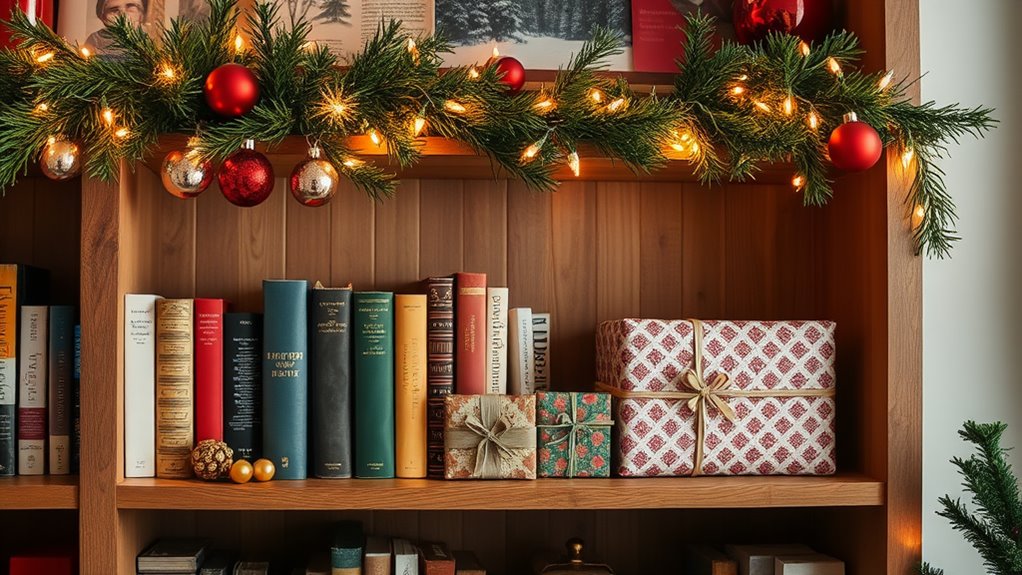 festive bookshelf decoration ideas