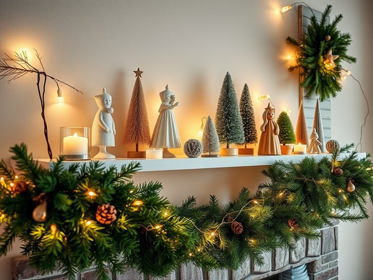 festive decorations with figurines