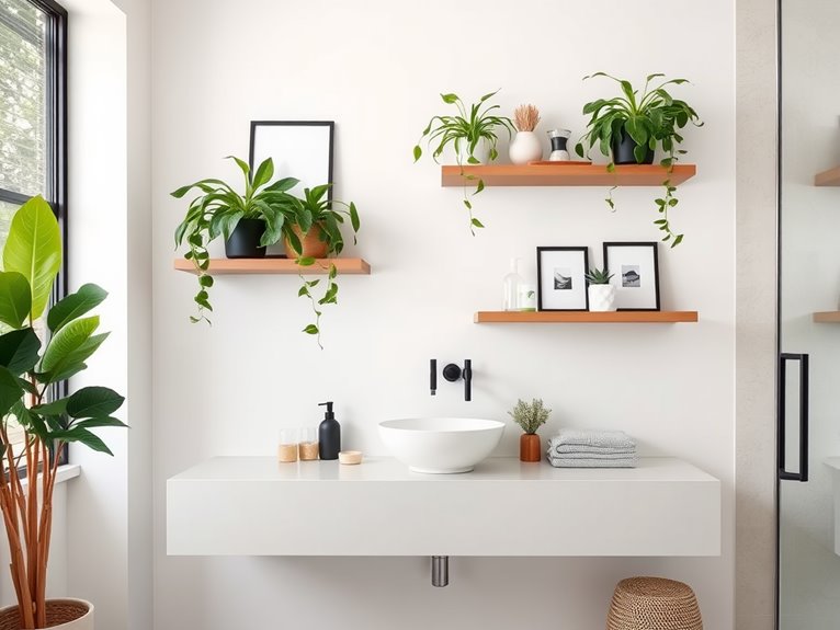 floating greenery display shelves