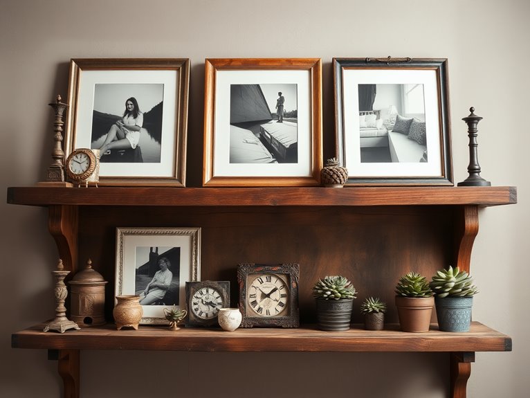framed vintage photographs displayed