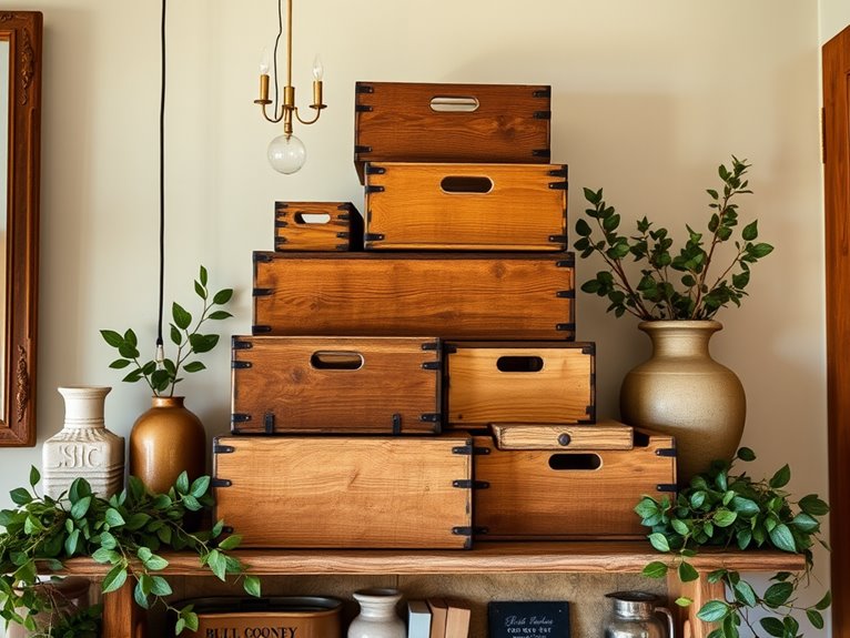 handcrafted rustic wooden containers
