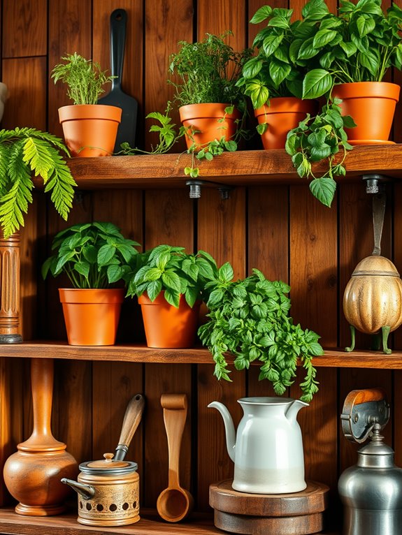 herb shelf gardening setup