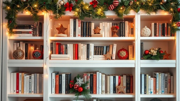 holiday bookshelf decoration ideas