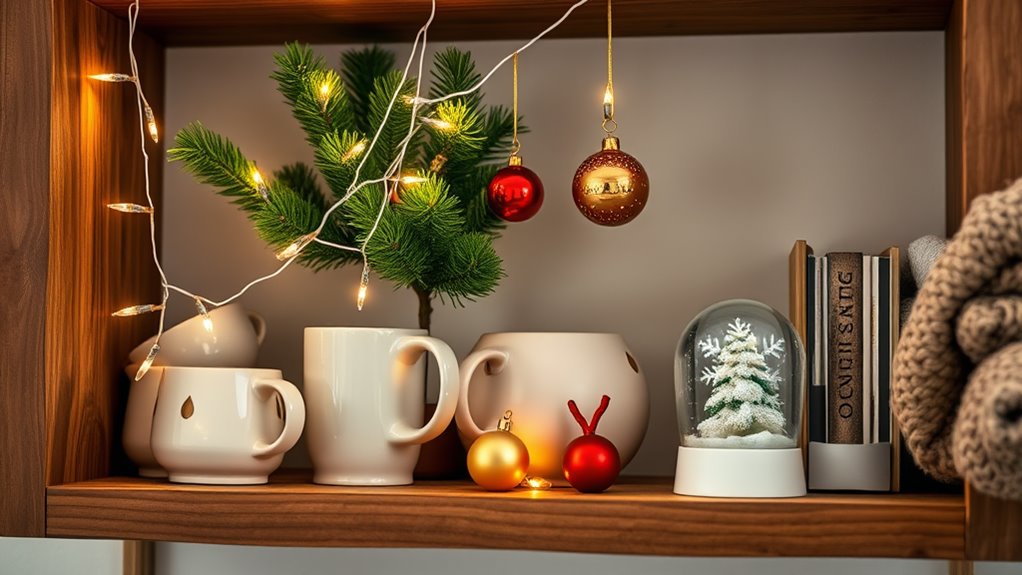 holiday office shelf decor