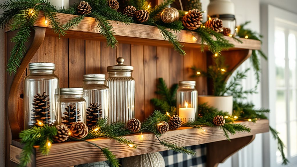 holiday rustic shelf decor