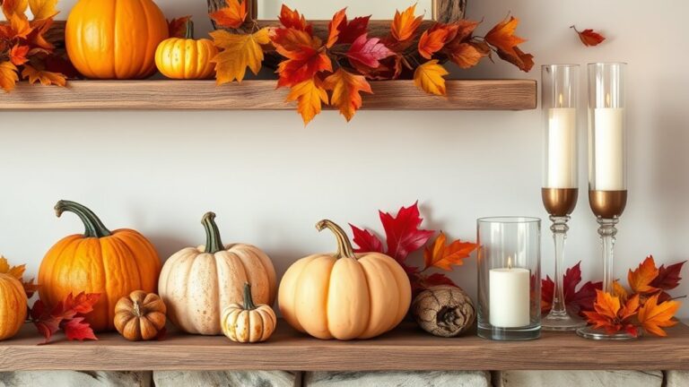 layered autumn shelf decor