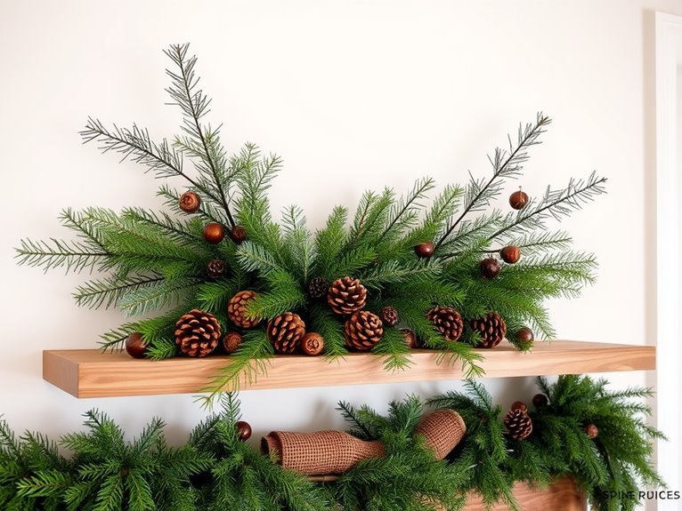 layered seasonal greenery display