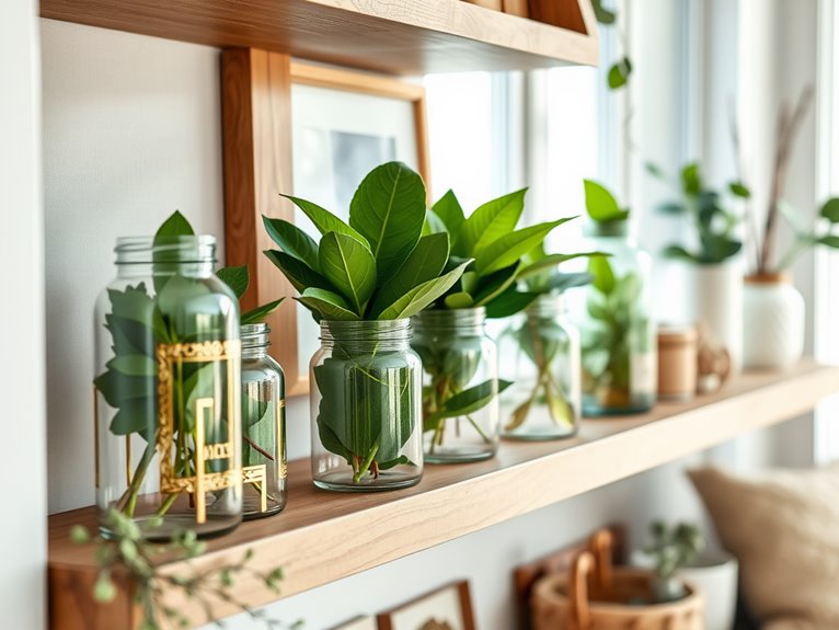 leaves preserved in jars