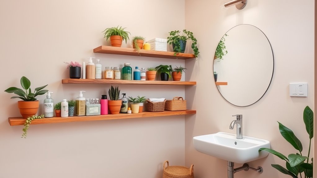 maximize bathroom shelf space