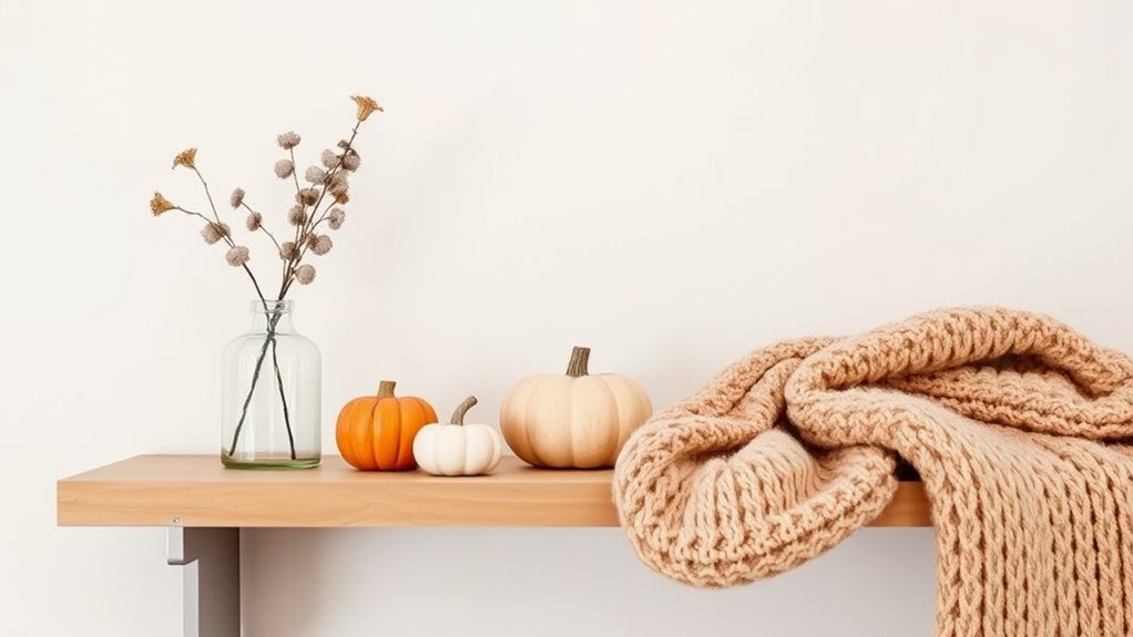 minimalist autumn shelf decor