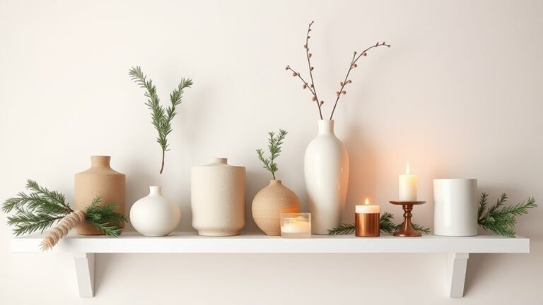 minimalist holiday shelf decor