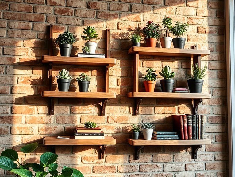 natural wooden shelving units